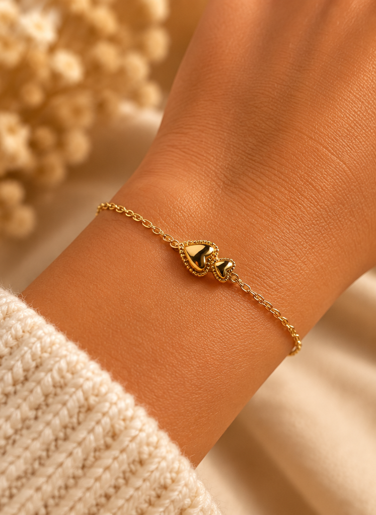 Bali Golden Double Heart Bracelet