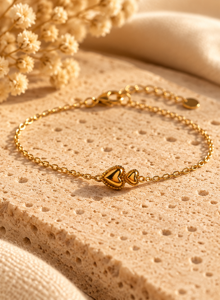 Bali Golden Double Heart Bracelet
