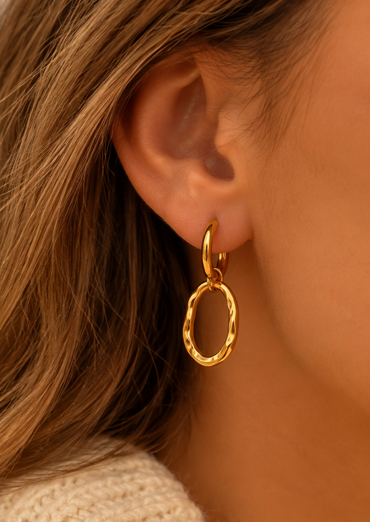 Bali Golden Oval Earrings