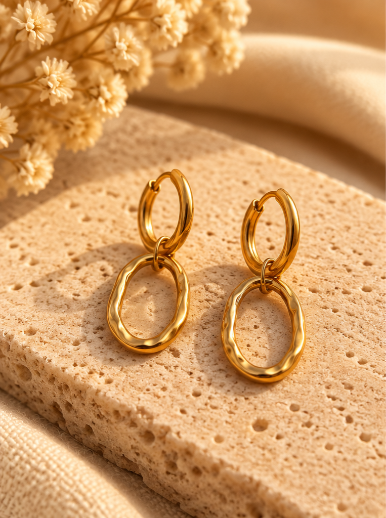 Bali Golden Oval Earrings