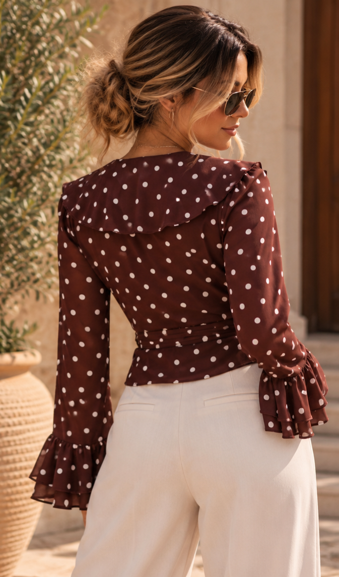 Bali Cocoa Dots Blouse