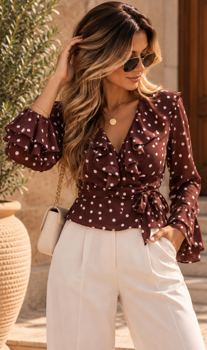 Bali Cocoa Dots Blouse