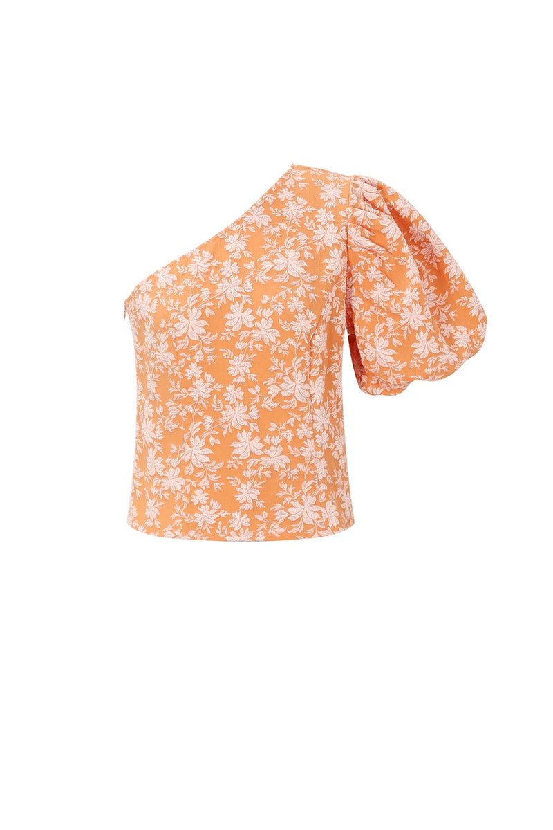 Bali Sunset Bloom One-Shoulder Top